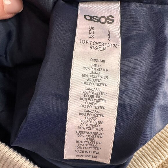 ASOS Satin Varsity Jacket Womens S Odyssey Embroidered Planets Mountains Bomber - Picture 5 of 8